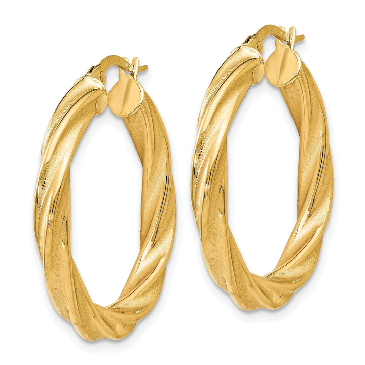 14k Yellow Gold Polished Twisted Hoop Earrings