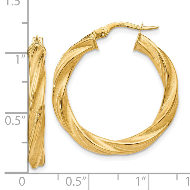 14k Yellow Gold Polished Twisted Hoop Earrings