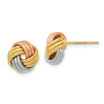 14k Tri Color Gold Knot Polished Post Earrings at $ 112.47 only from Jewelryshopping.com