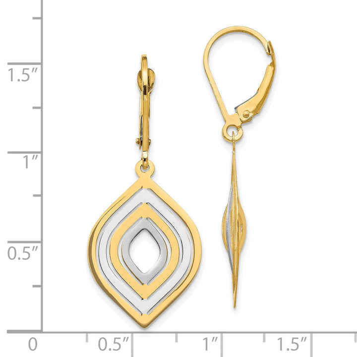 14k Two Tone Gold Polished Leverback Earrings