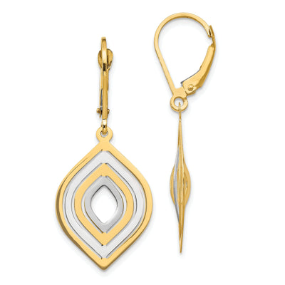14k Two Tone Gold Polished Leverback Earrings