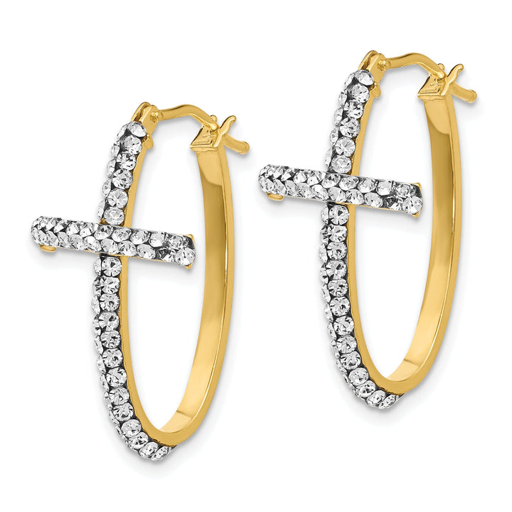 14k Yellow Gold Crystals Swarovski Cross Earrings