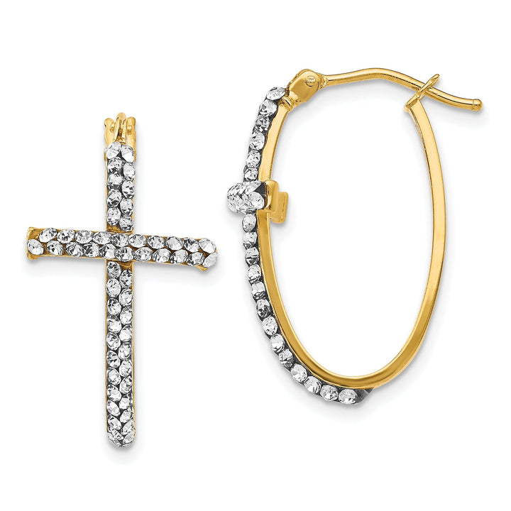 14k Yellow Gold Crystals Swarovski Cross Earrings