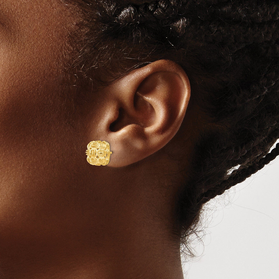 14k Yellow Gold D.C Basketweave Post Earrings