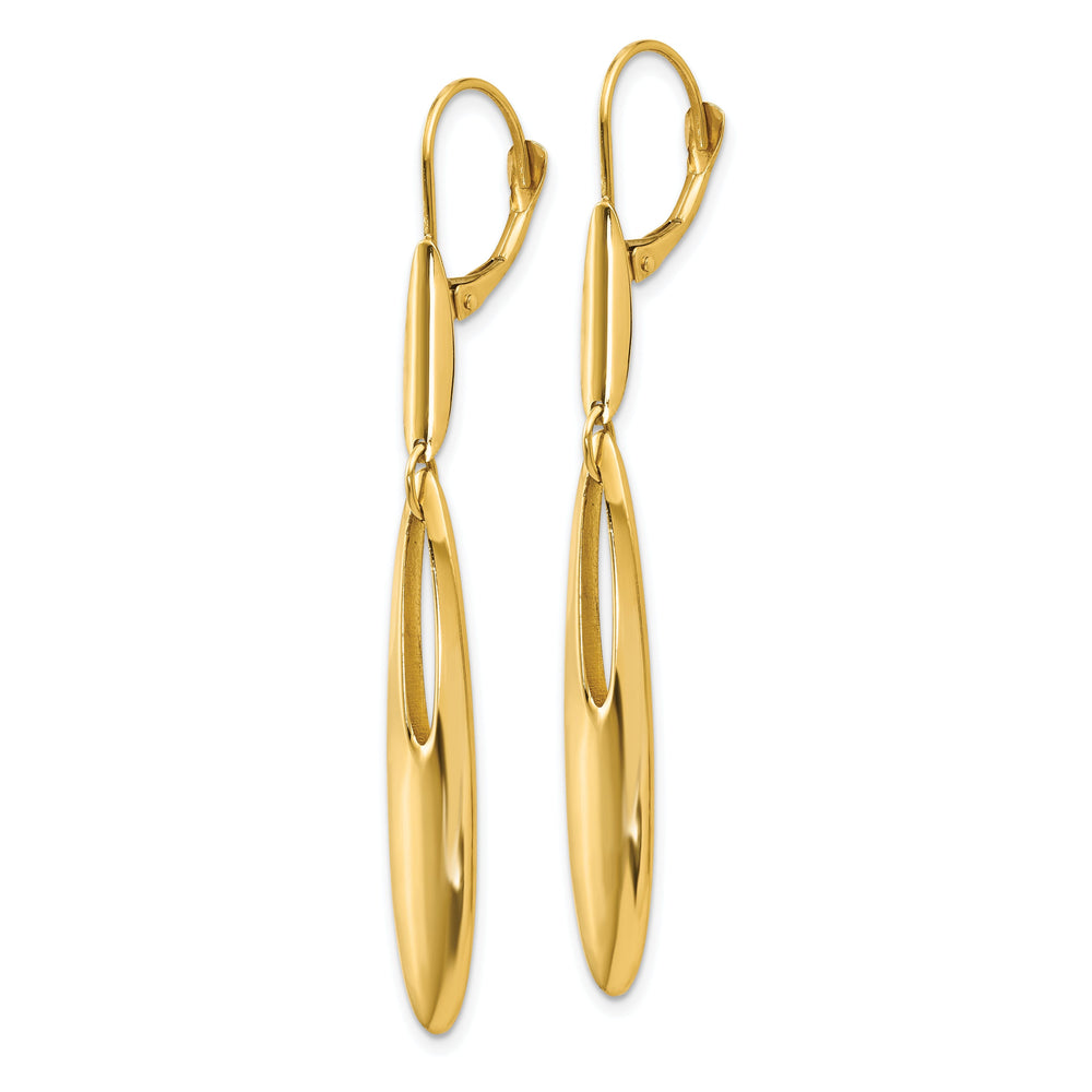 14k Yellow Gold Leverback Dangle Earrings