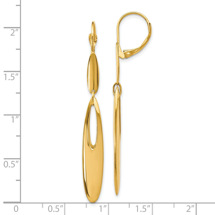 14k Yellow Gold Leverback Dangle Earrings