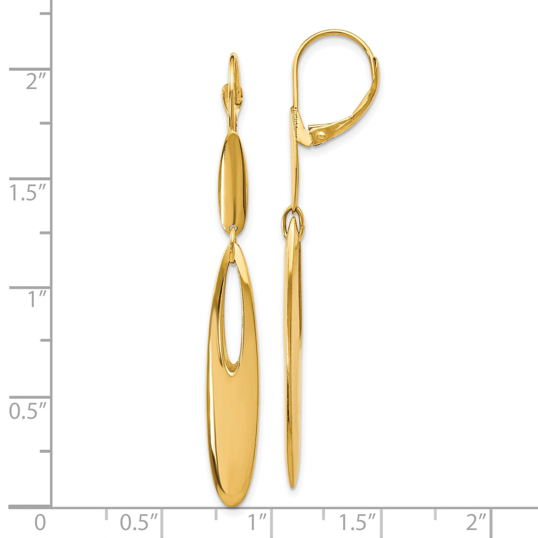 14k Yellow Gold Leverback Dangle Earrings