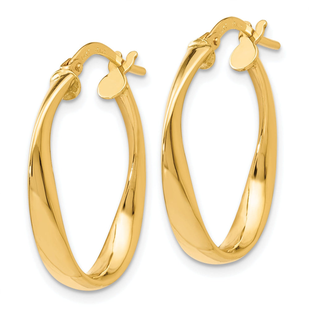 14k Yellow Gold Polished Twisted Design Hoop Earrings