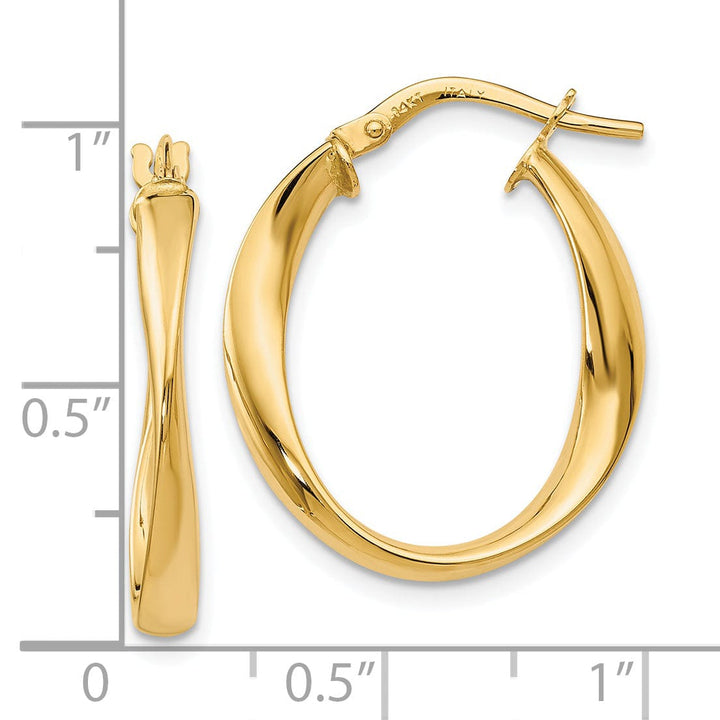 14k Yellow Gold Polished Twisted Design Hoop Earrings