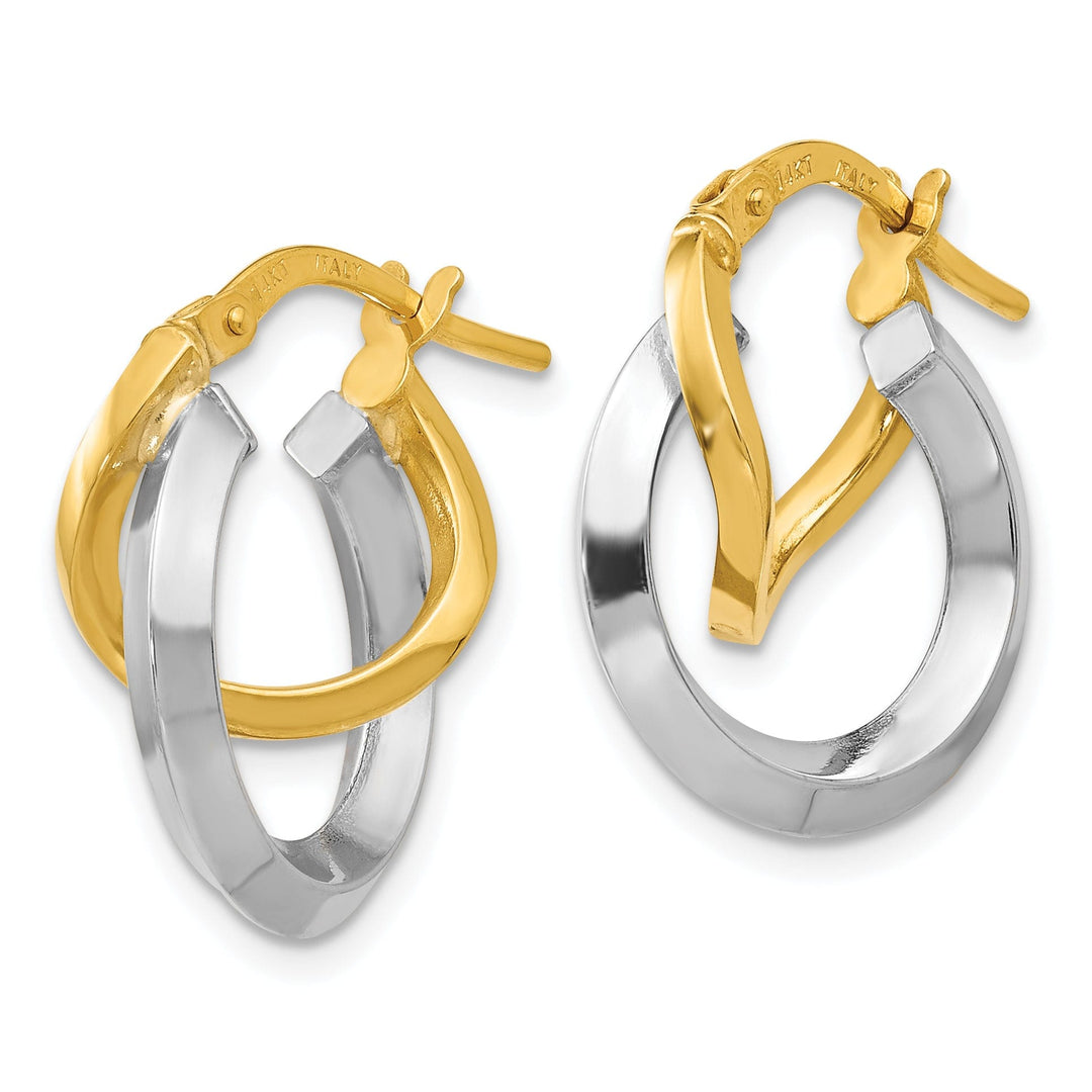 14k Two Toned Polished Hoop Earrings