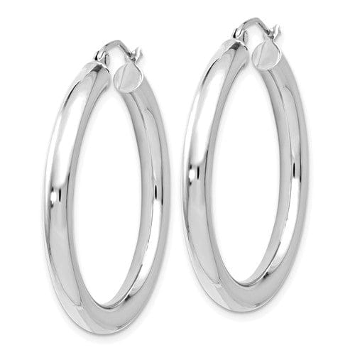 14K White Gold Polish Lightweight Hoop Earrings