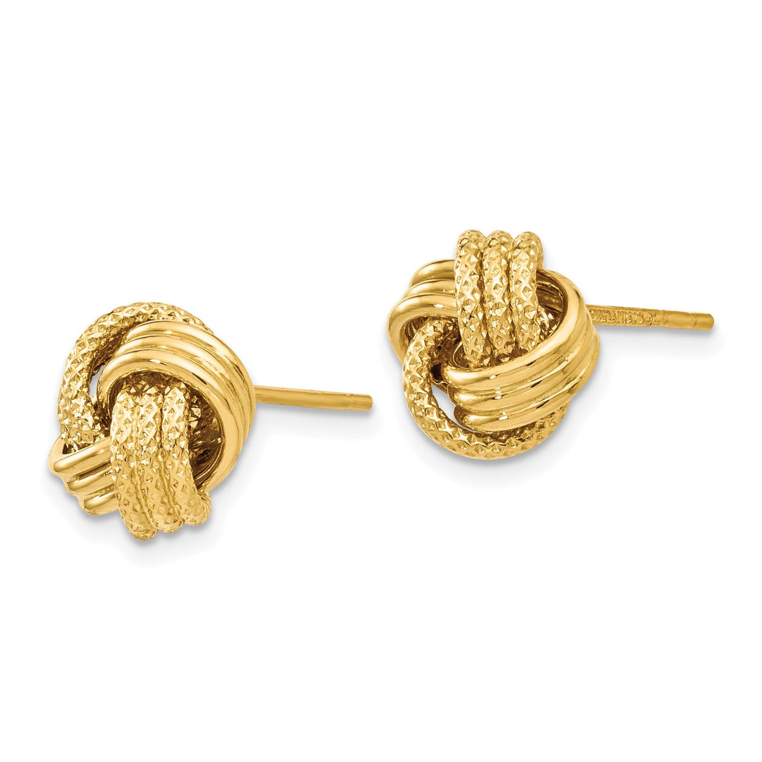 14k Yellow Gold Texture Love Knot Earrings