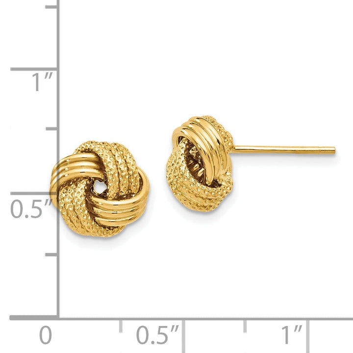 14k Yellow Gold Texture Love Knot Earrings