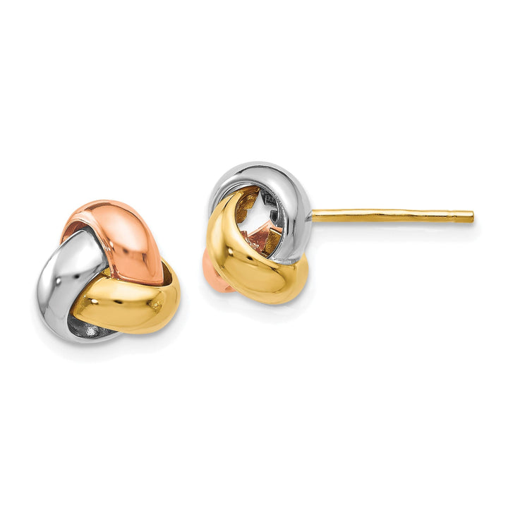 14k Tri Color Gold Polished Love Knot Earrings