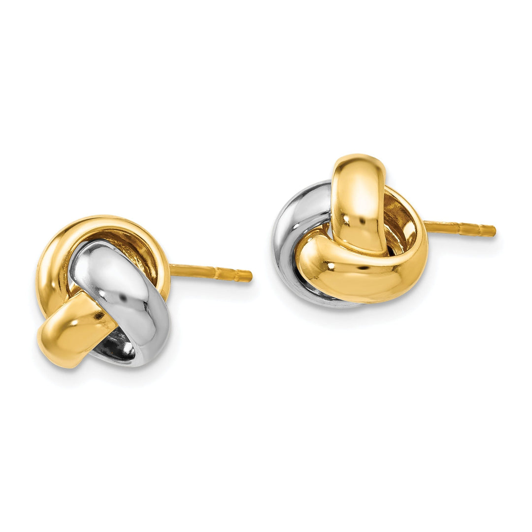 14k Two Tone Gold Polished Love Knot Earrings