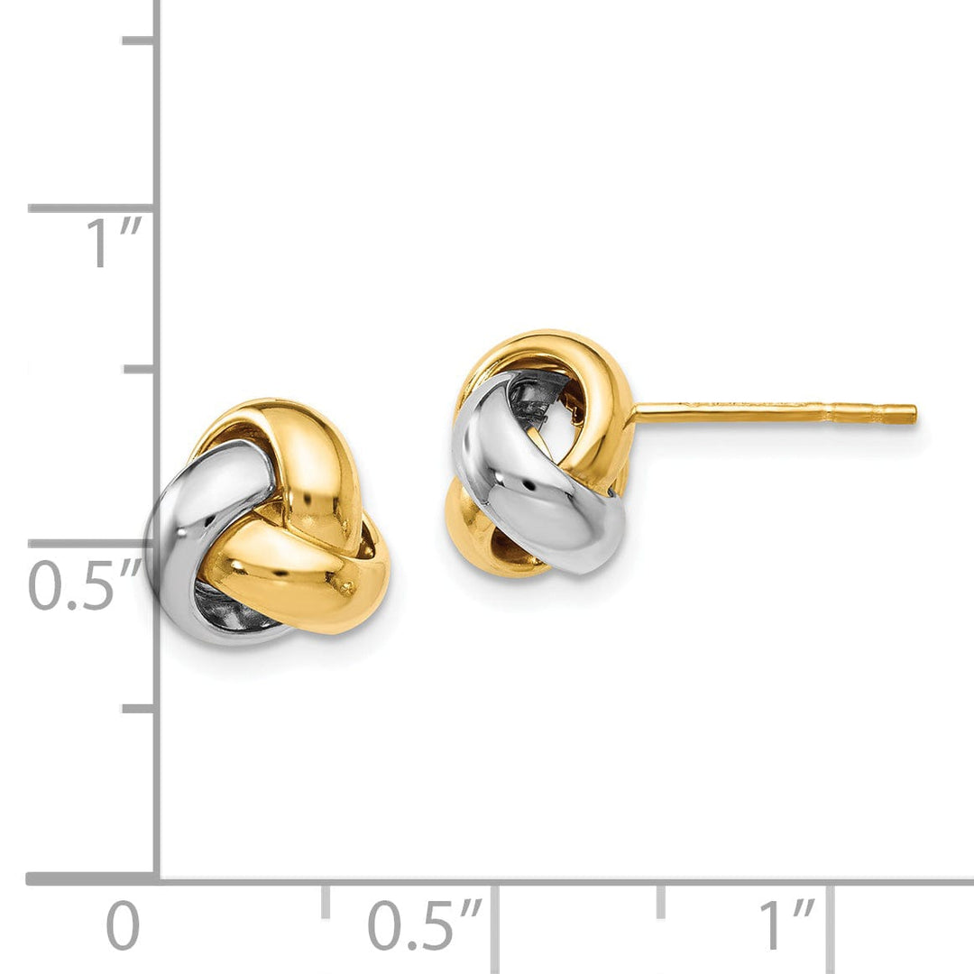 14k Two Tone Gold Polished Love Knot Earrings