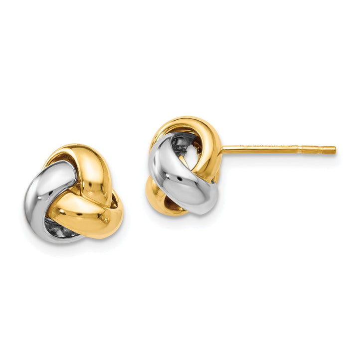 14k Two Tone Gold Polished Love Knot Earrings