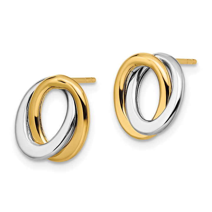 14k Two Tone Gold Polished Love Knot Earrings