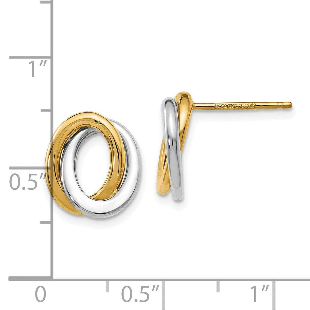 14k Two Tone Gold Polished Love Knot Earrings