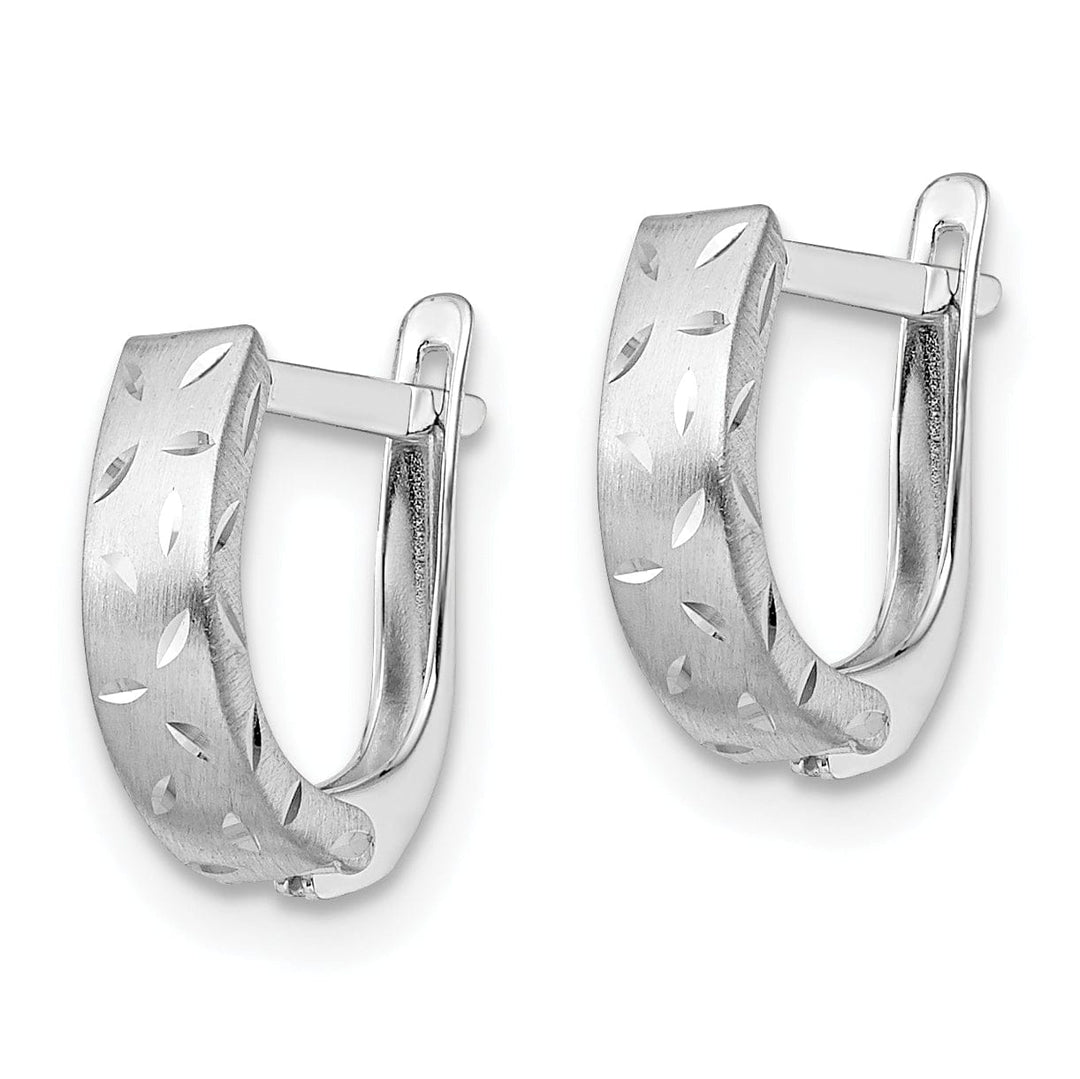 14k White Gold Polish Brushed D.C Hoop Earrings