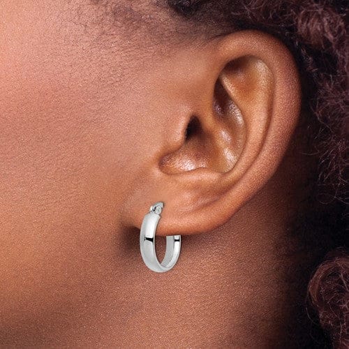 14k White Gold Polished Hoop Earrings