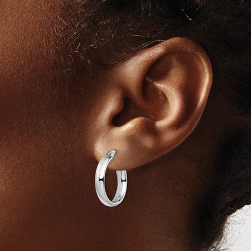 14k White Gold Polished Hoop Earrings