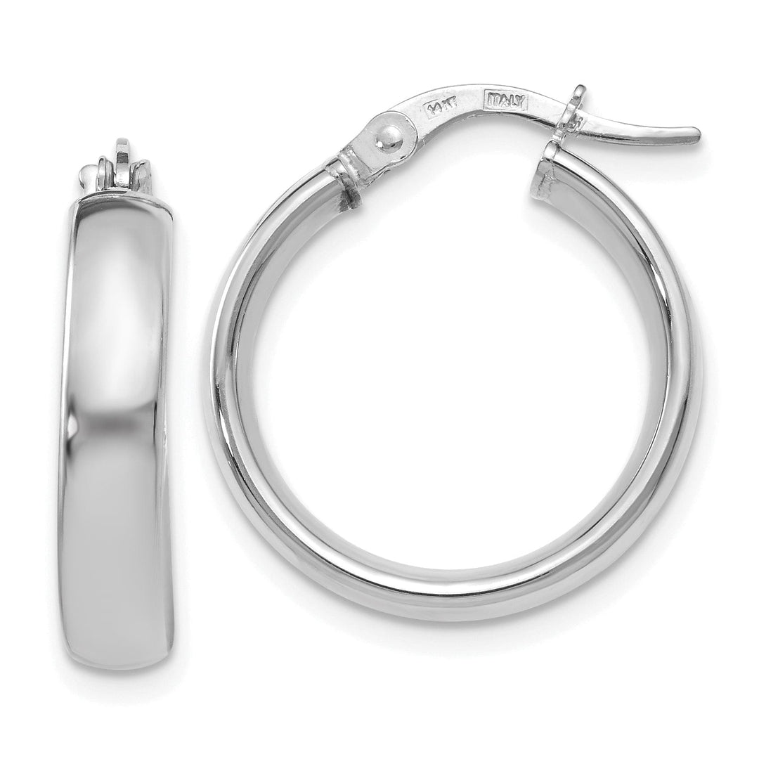 14k White Gold Polished Hoop Earrings