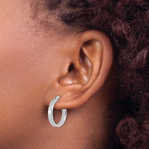 14k White Gold Polished Hoop Earrings