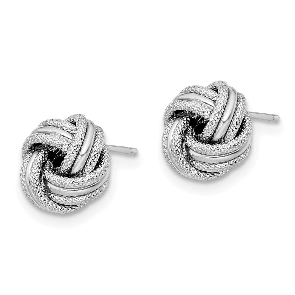 14k White Gold Knot Polished D.C Post Earrings