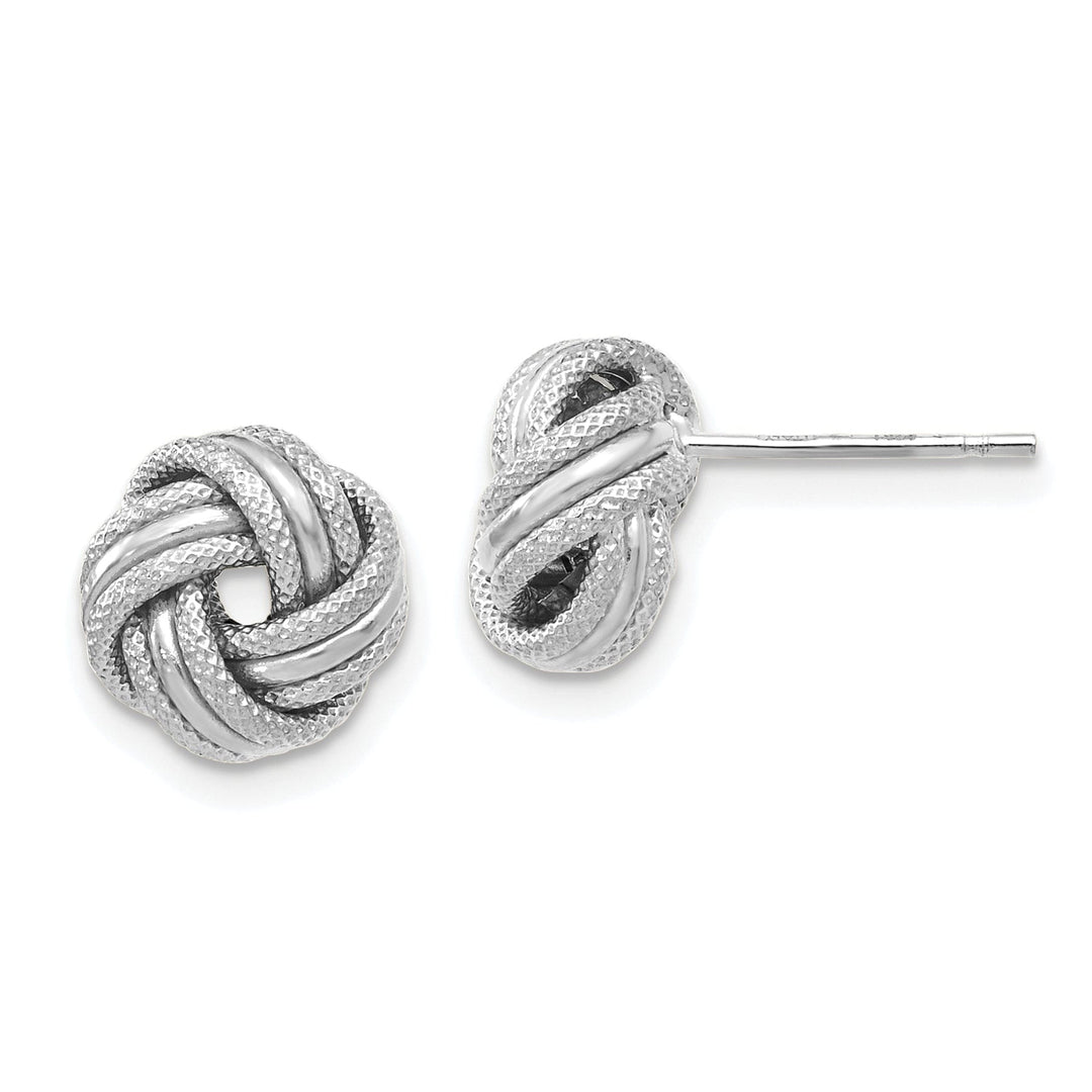 14k White Gold Knot Polished D.C Post Earrings