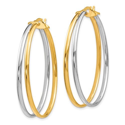 14k Two Tone Gold Polish Hoop Earrings