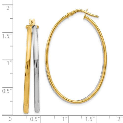 14k Two Tone Gold Polish Hoop Earrings