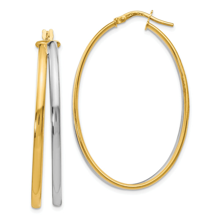 14k Two Tone Gold Polish Hoop Earrings