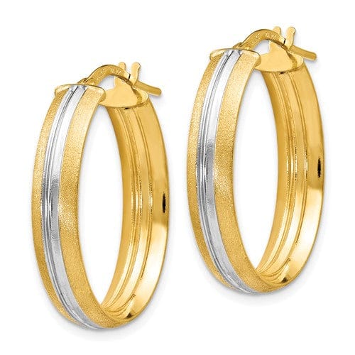 Leslie 14k Two Tone Gold Textured Hoop Earrings