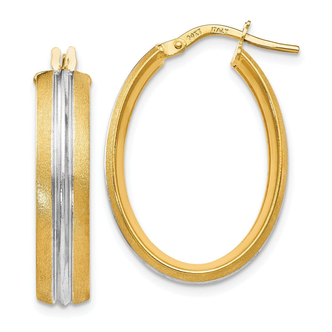 Leslie 14k Two Tone Gold Textured Hoop Earrings