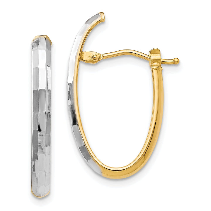 14k Two Tone Gold D.C Hinged Hoop Earrings