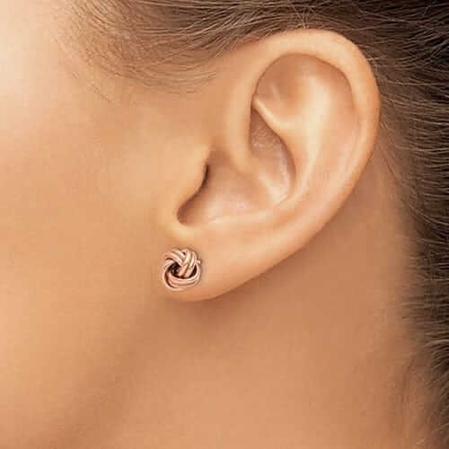 14k Rose Gold Polished Love Knot Post Earrings