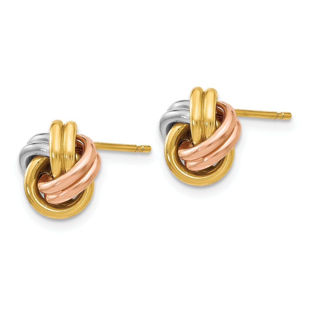 14k Tri Color Gold Love Knot Post Earrings