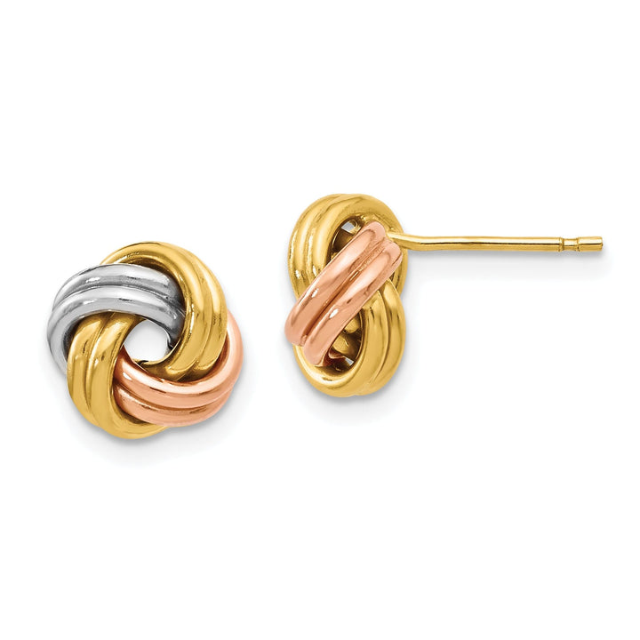 14k Tri Color Gold Love Knot Post Earrings