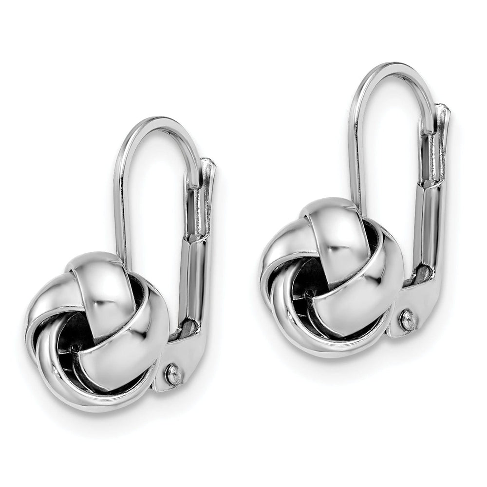 14k White Gold Love Knot Leverback Earrings