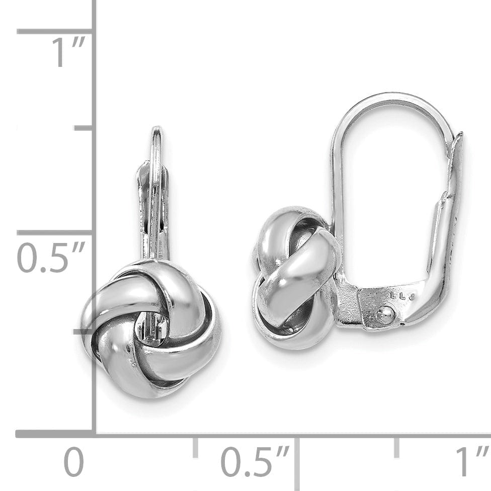 14k White Gold Love Knot Leverback Earrings