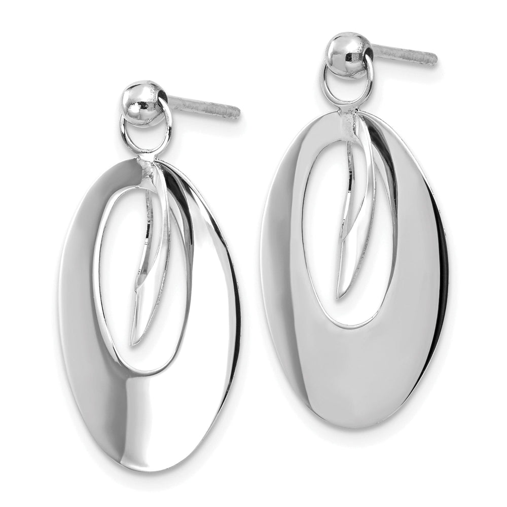 14k White Polish Oval Reversible Post Earrings