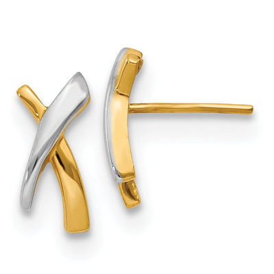 14k Two Tone Gold X Post Earrings at $ 216.38 only from Jewelryshopping.com