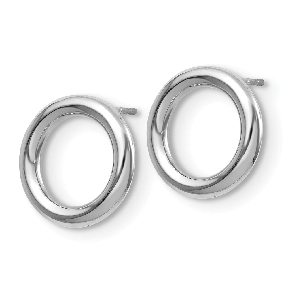 Leslies 14K White Polished Circle Post Earrings