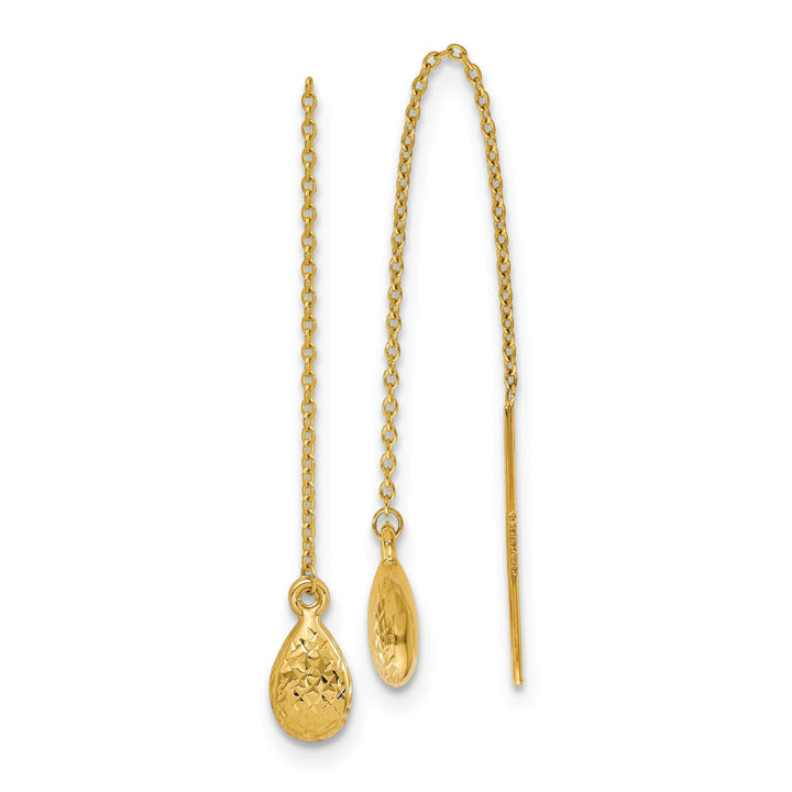 14k Yellow Gold Tear Drop Threader Earrings