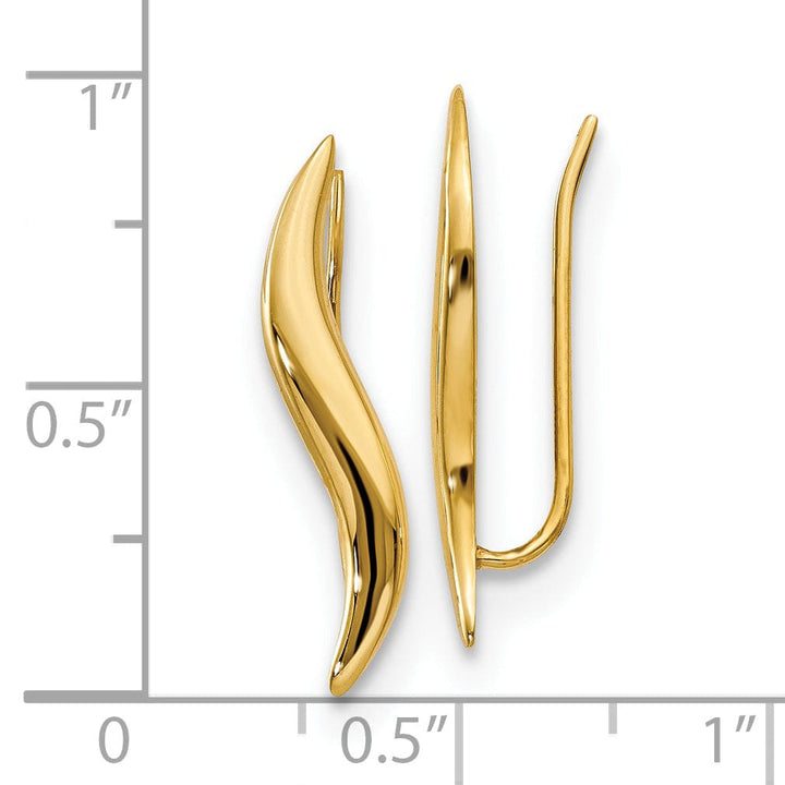 14k Yellow Gold Polished Ear Climber Earrings