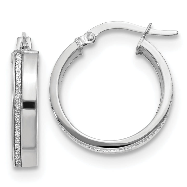 14K White Polish Glimmer Infused Hoop Earrings