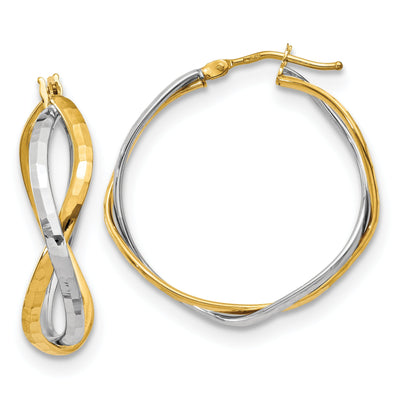 14k Two Tone Gold Criss Cross Hoop Earrings at $ 287.9 only from Jewelryshopping.com