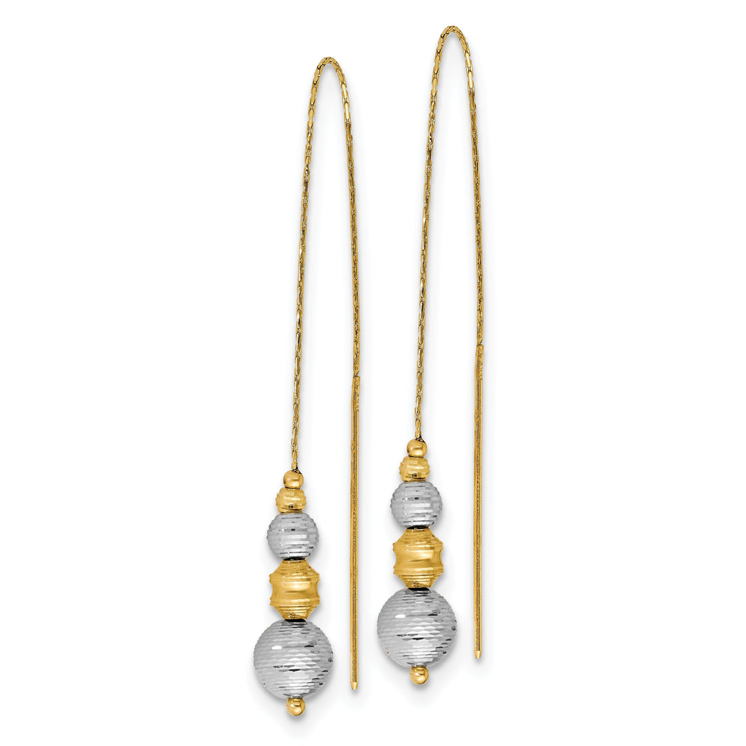 14k Two Tone Gold Beads Threader Earrings