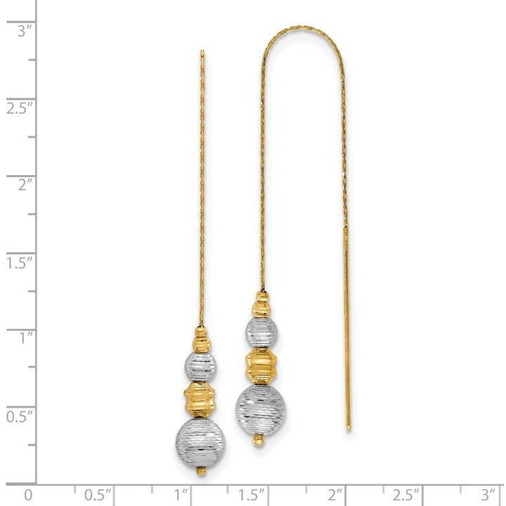 14k Two Tone Gold Beads Threader Earrings